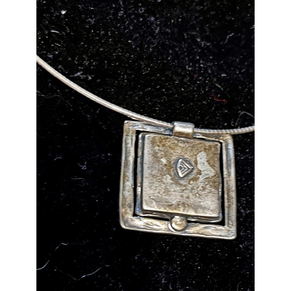 Silpada N1509 925 Sterling Silver Turquoise Square Pendant Necklace 17" Retired - Picture 2 of 7